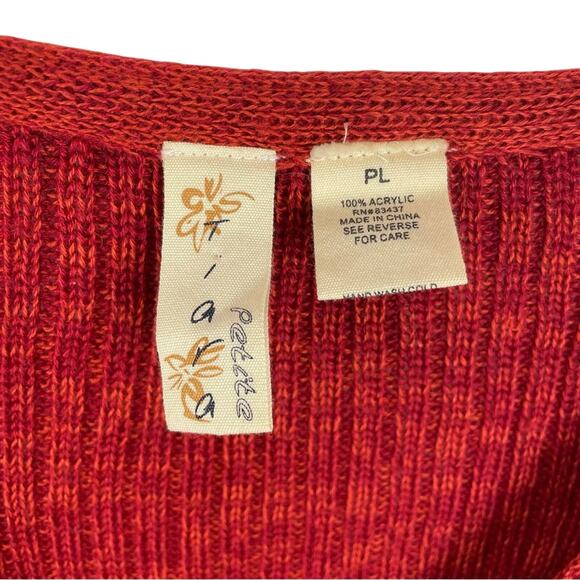 Red Orange Cardigan Knit Peplum Sweater Anthropologie Large Petite - Picture 5 of 5